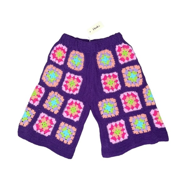 Free People Flook Kate Granny Square Hand Crochet Shorts NWT XS - Picture 4 of 4